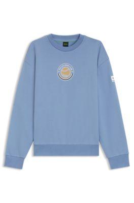 Cotton-terry sweatshirt with tennis artwork by HUGO BOSS