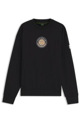 Cotton-terry sweatshirt with tennis artwork by HUGO BOSS