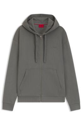 Cotton-terry zip-up hoodie with logo print by HUGO BOSS