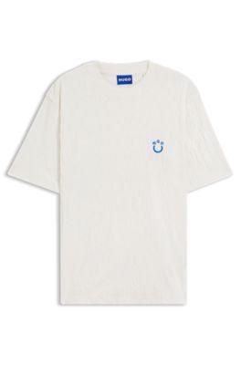 Cotton-toweling T-shirt with Happy HUGO by HUGO BOSS