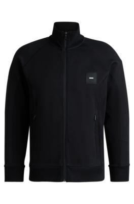 Cotton zip-neck sweatshirt with Double B monogram by HUGO BOSS