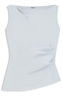 Cowl-neck asymmetric top in mercerized cotton by HUGO BOSS