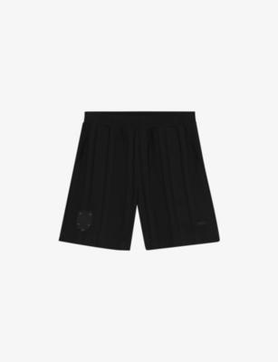 Crest-Appliqué Striped Cotton Shorts by HUGO BOSS