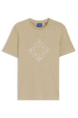 Crew-neck T-shirt in breathable cotton by HUGO BOSS