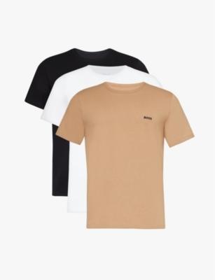 Crewneck Brand-Embroidered Pack of Three Cotton-Jersey T-Shirts by HUGO BOSS