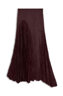 Crinkle-textured satin skirt with asymmetric hem by HUGO BOSS