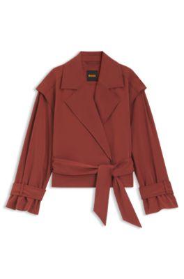 Cropped trench jacket with belt by HUGO BOSS