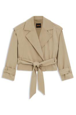 Cropped trench jacket with belt by HUGO BOSS