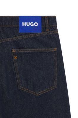 Dark-blue regular-fit jeans in raw denim by HUGO BOSS