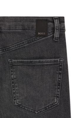 Dark-grey slim-fit jeans in performance-stretch denim by HUGO BOSS
