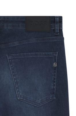 Delaware blue slim-fit jeans in knitted denim by HUGO BOSS