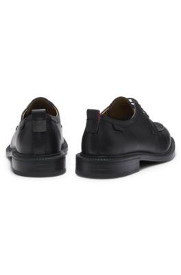 Derby shoes in leather with straw-print vamp by HUGO BOSS