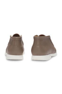 Desert boots in tumbled leather with apron toe by HUGO BOSS