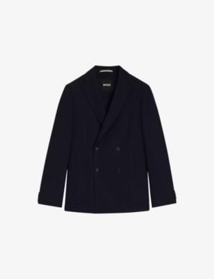 Double-Breasted Notched-Lapel Cotton-Wool Blend Blazer by HUGO BOSS