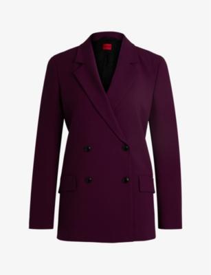 Double-breasted relaxed-fit stretch-woven blazer by HUGO BOSS
