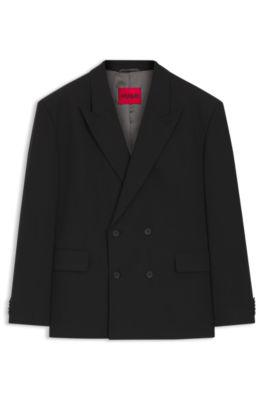 Double-breasted suit jacket in wool-blend twill by HUGO BOSS