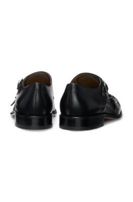 Double-strap monk shoes in leather by HUGO BOSS