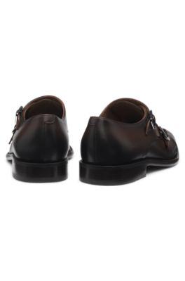 Double-strap monk shoes in leather by HUGO BOSS