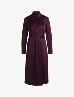 Drape-front satin midi dress by HUGO BOSS