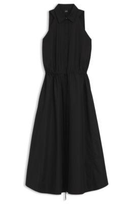 Drawcord-waist dress in cotton poplin by HUGO BOSS