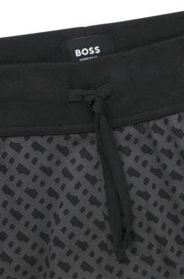 Drawstring pajama shorts in cotton with printed branding by HUGO BOSS