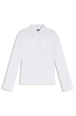 Easy-iron slim-fit blouse in cotton-blend poplin by HUGO BOSS