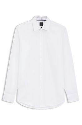 Easy-iron slim-fit shirt in cotton poplin by HUGO BOSS