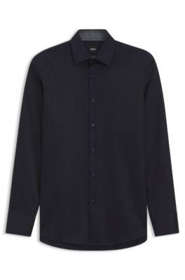 Easy-iron slim-fit shirt in cotton poplin by HUGO BOSS