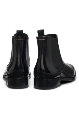 Elasticated-panel Chelsea boots in leather by HUGO BOSS