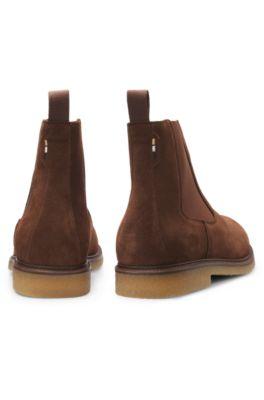 Elasticated-panel Chelsea boots in suede by HUGO BOSS