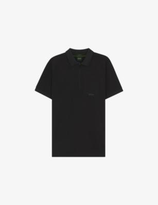 Embossed-Pocket Half-Zip Stretch-Cotton Polo Shirt by HUGO BOSS