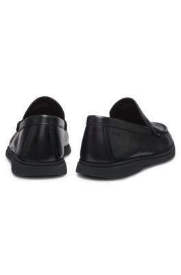 Embossed-logo moccasins in leather by HUGO BOSS