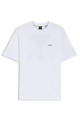 Embroidered-artwork T-shirt in cotton mesh by HUGO BOSS