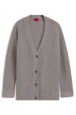 Embroidered-logo cardigan in an oversized fit by HUGO BOSS
