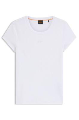 Embroidered-logo slim-fit T-shirt in stretch cotton by HUGO BOSS