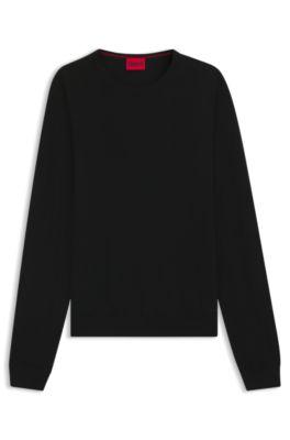 Embroidered-logo sweater in virgin wool by HUGO BOSS