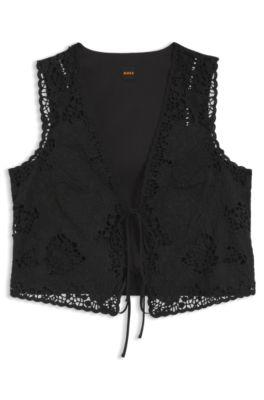 Embroidered waistcoat with tie closure by HUGO BOSS