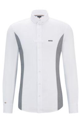 Equestrian tournament shirt with melange inserts by HUGO BOSS