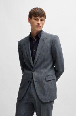Extra-slim-fit jacket in checked performance-stretch fabric by HUGO BOSS Extra-slim-fit jacket in checked performance-stretch fabric by HUGO BOSS