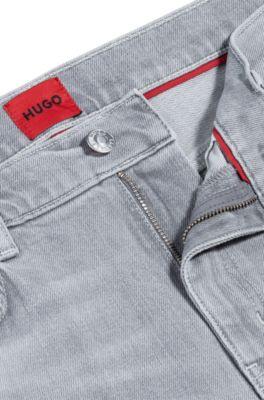 Extra-slim-fit jeans in silver-gray stretch denim by HUGO BOSS