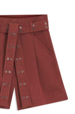 Eyelet-belt shorts in stretch cotton by HUGO BOSS