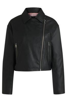 Faux-leather biker-style jacket with signature trims by HUGO BOSS