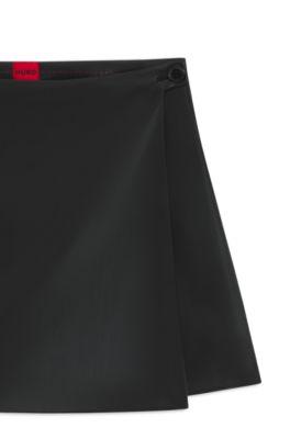 Faux-leather mini skort with wrap front by HUGO BOSS