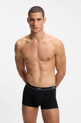 Five-pack of stretch-cotton trunks with logo waistbands by HUGO BOSS