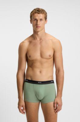 Five-pack of stretch-cotton trunks with logo waistbands by HUGO BOSS