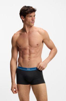 Five-pack of stretch-cotton trunks with logo waistbands by HUGO BOSS