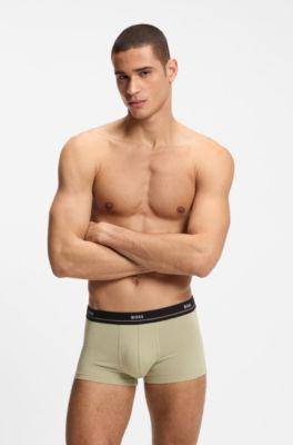 Five-pack of stretch-cotton trunks with logo waistbands by HUGO BOSS