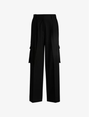 Flap-pocket wide-leg high-rise stretch-woven trousers by HUGO BOSS