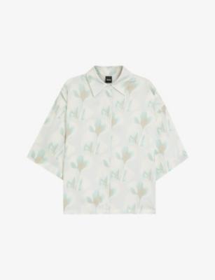 Floral-Print Cropped Woven Blouse by HUGO BOSS