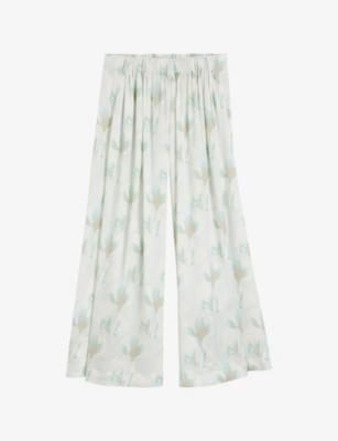 Floral-Print Wide-Leg Mid-Rise Woven Trousers by HUGO BOSS